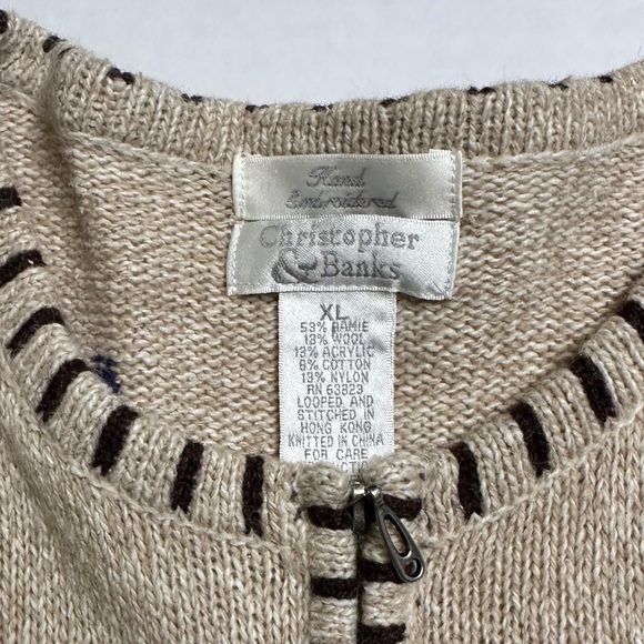 Hand embroidered Christopher banks fall heavy weight cardigan - SIZE XL - Picture 6 of 6